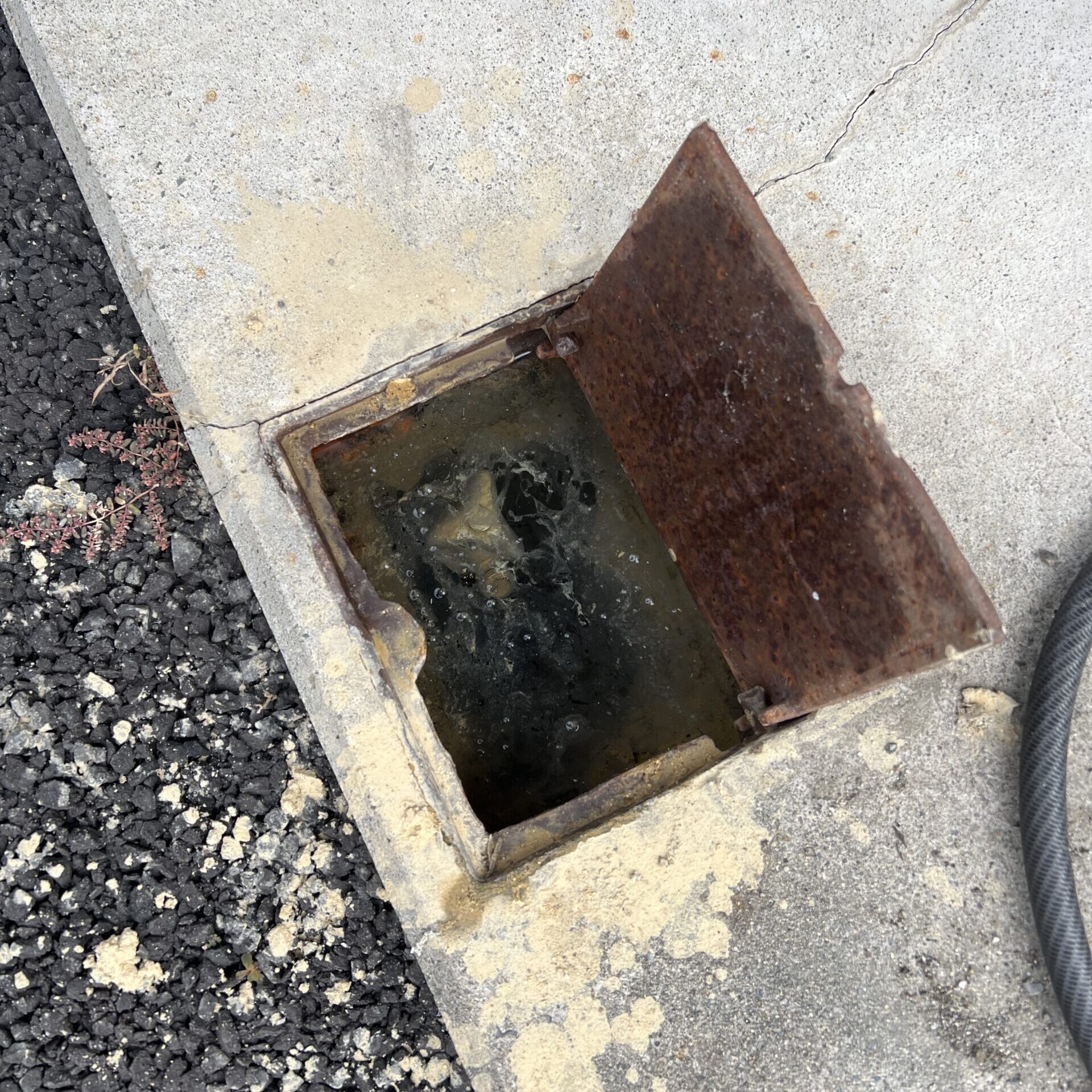 散水栓まわりの漏水修理前の様子1